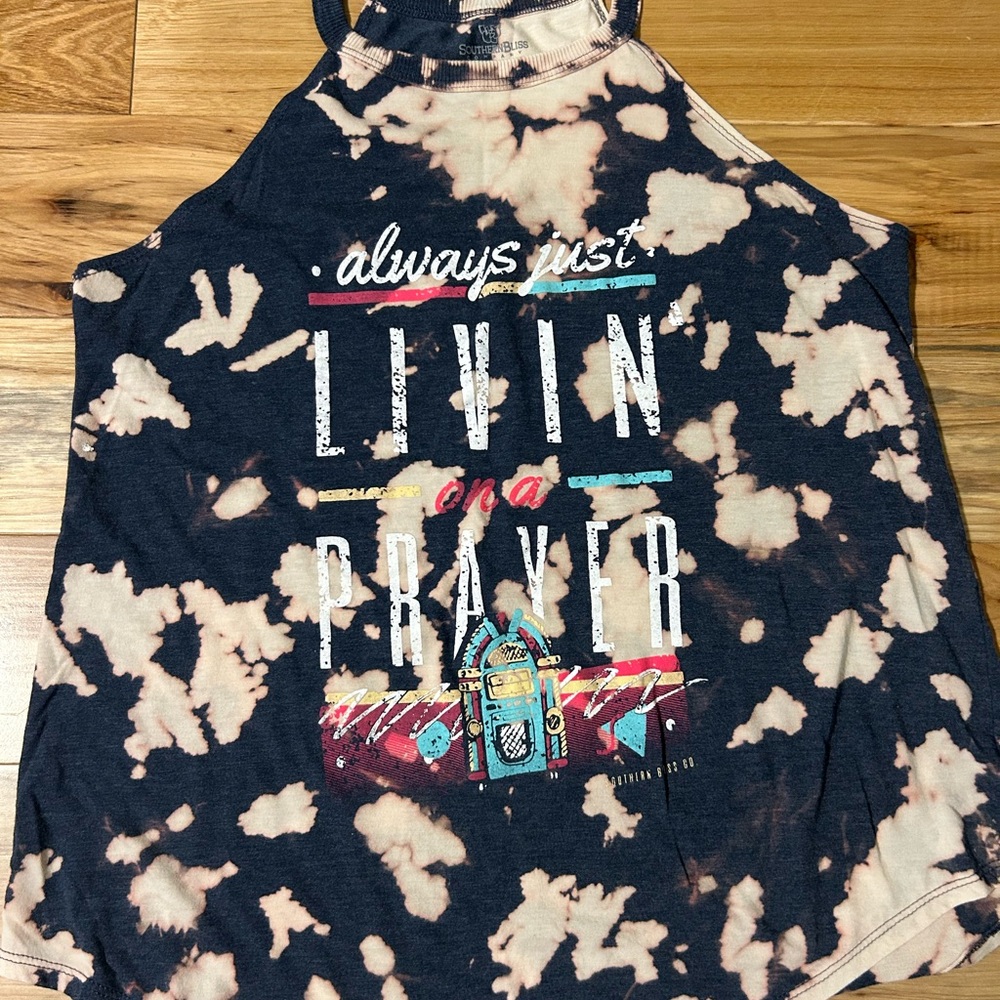 Graphic Sleeveless Top - Navy and Cream